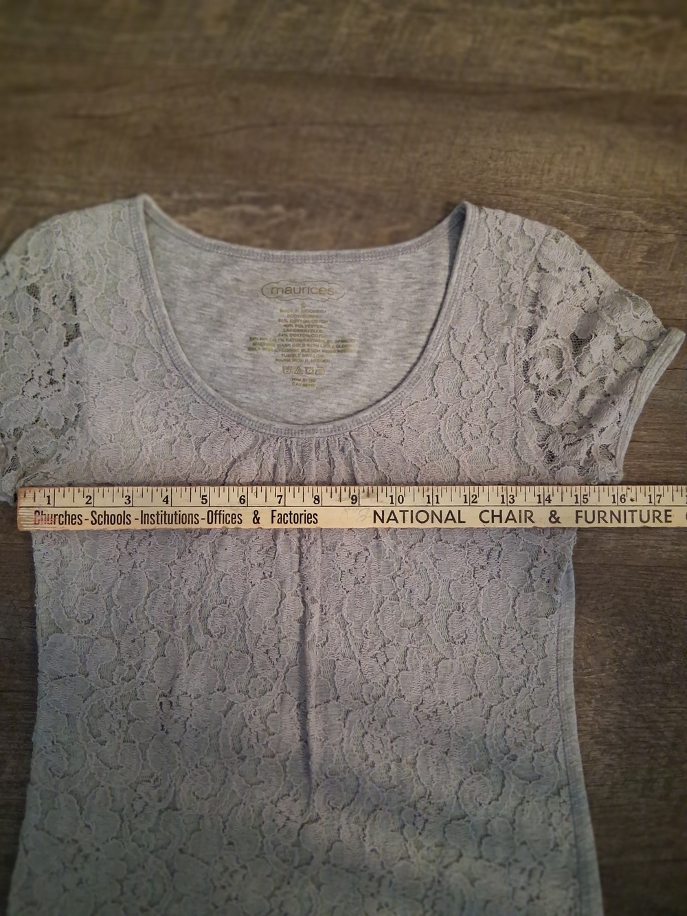 Maurices/Faded Glory Lace Short-Sleeve Tees - White & Light Gray - Picture 5 of 8